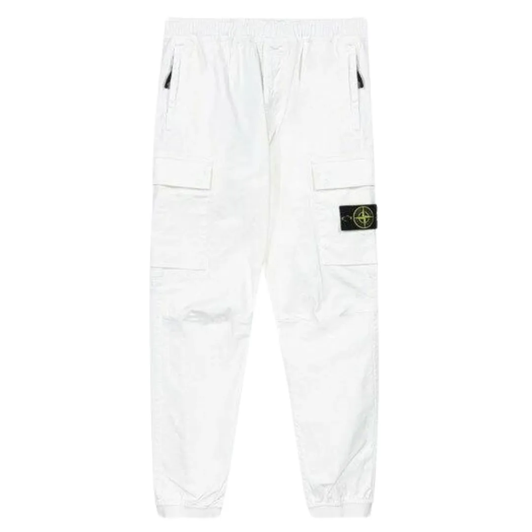 STONE ISLAND CUFF CARGO PANT WHITE