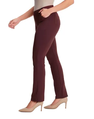 Straight Leg Yoga Dress Pants, 4 Pockets (Burgundy)