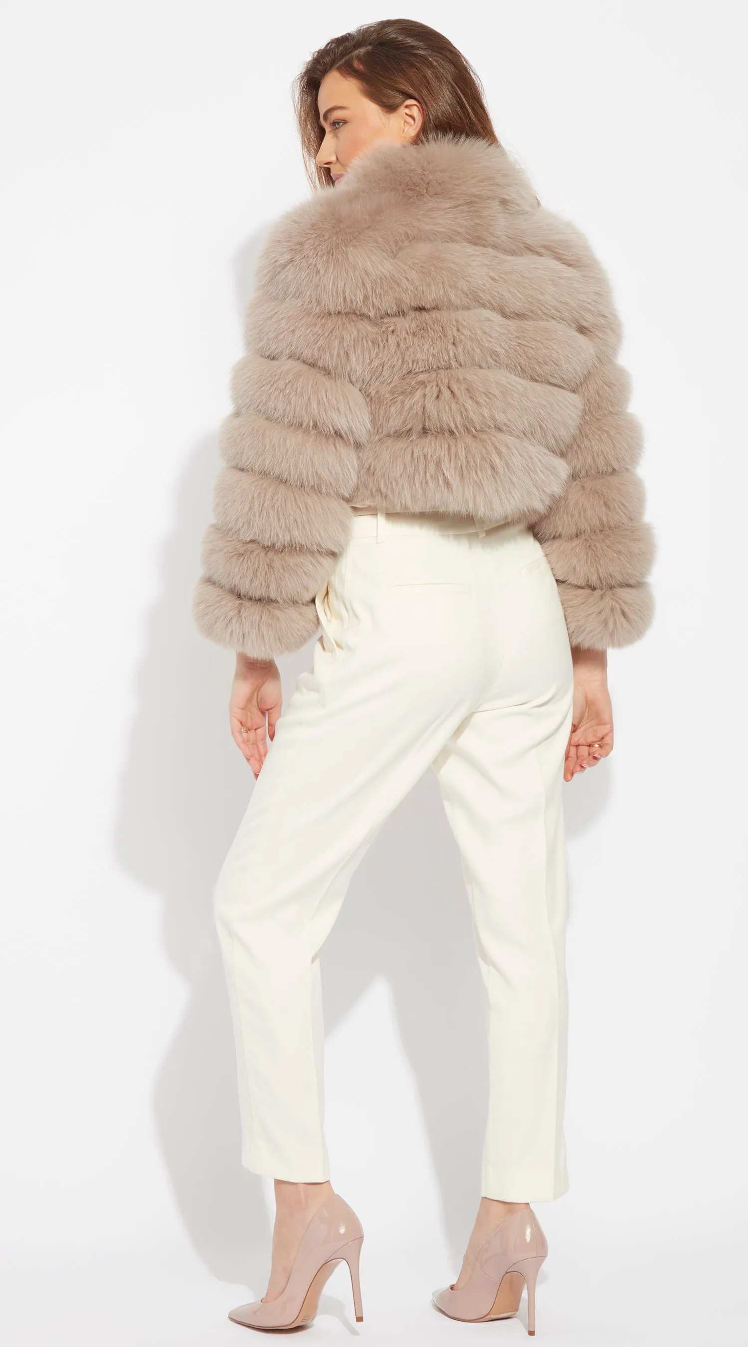 Supreme Luxy Cropped Fox Fur Coat - Taupe