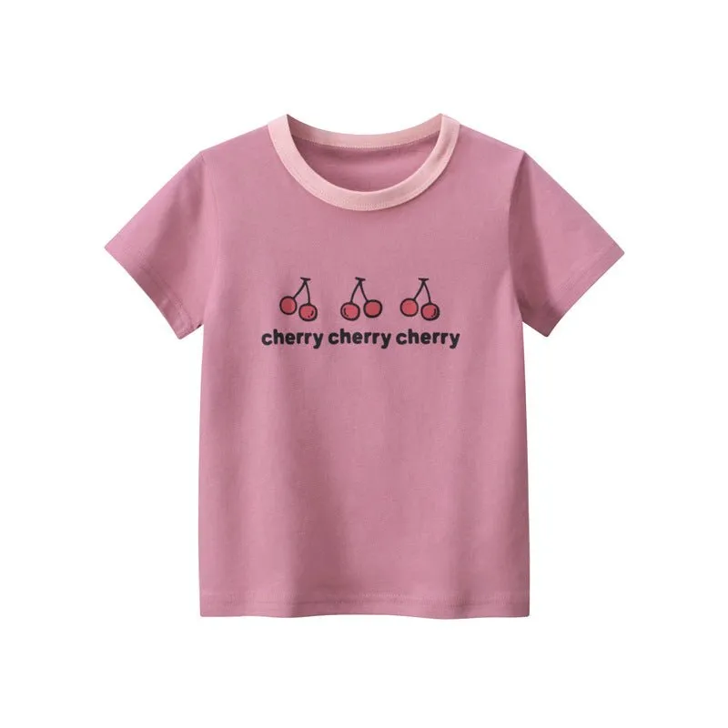 Toddler/Kid Girl's Cherry Print Design T-shirt for Summer