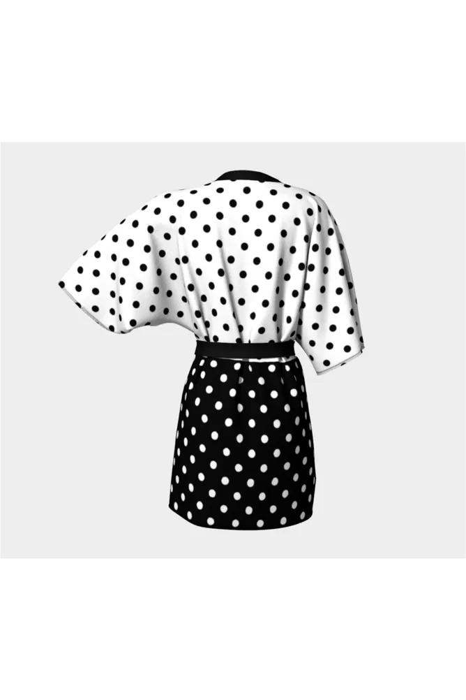 Two-tone Polka-dot Kimono Robe