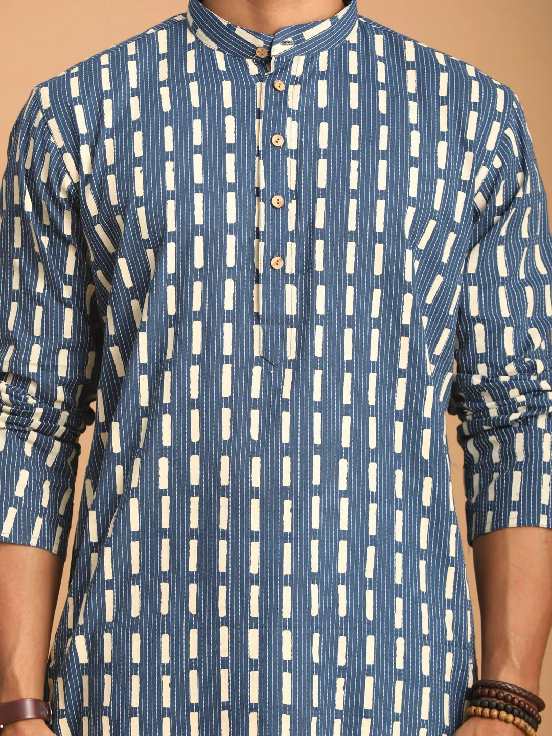 Vastramay Blue Rubber Print Kurta Set