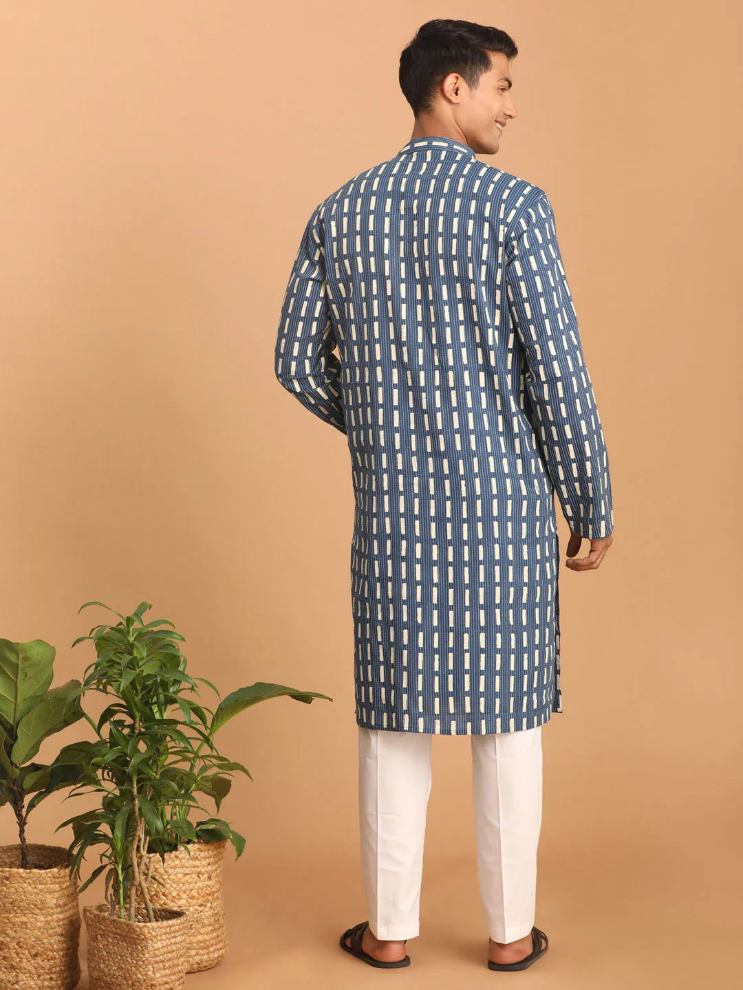 Vastramay Blue Rubber Print Kurta Set