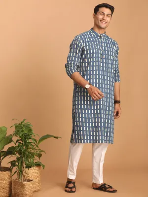 Vastramay Blue Rubber Print Kurta Set