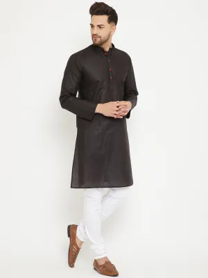 VASTRAMAY Men's Black & White Kurta Churidar