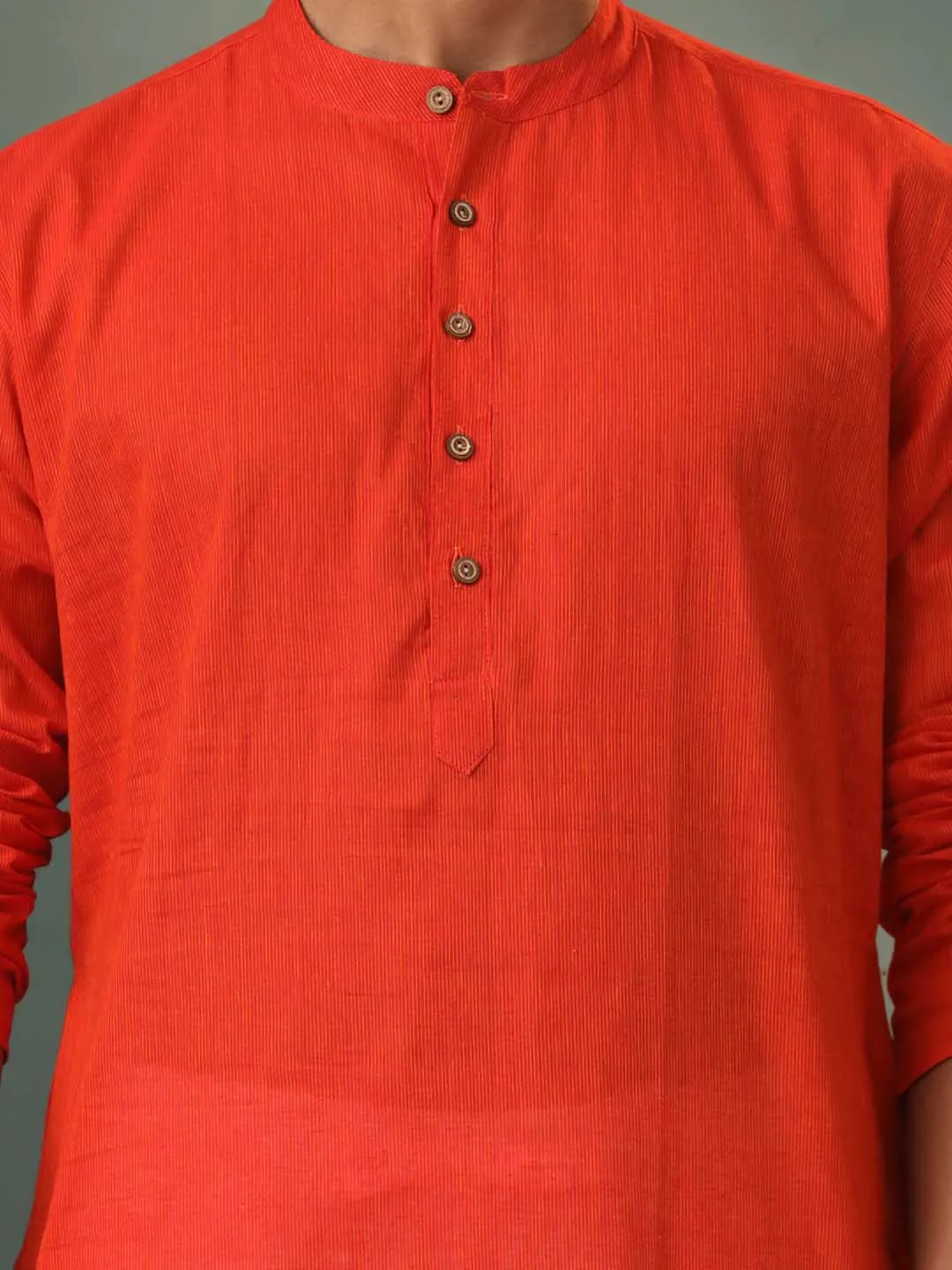 Vastramay Men's Red Cotton Kurta Pyjama