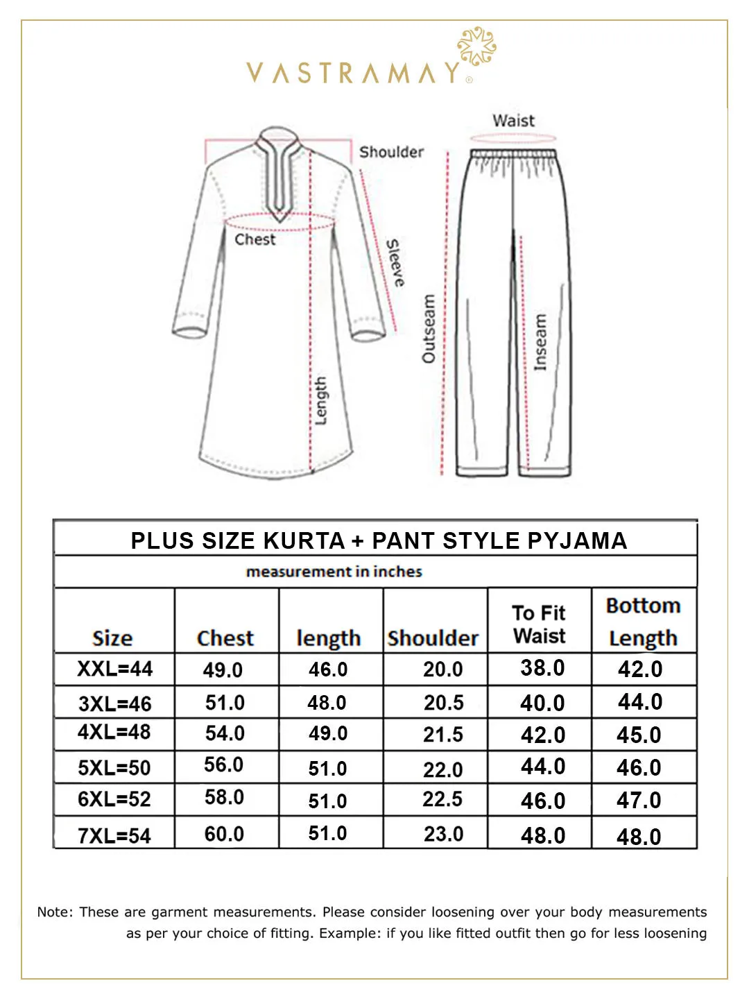 Vastramay Men's Red Cotton Kurta Pyjama