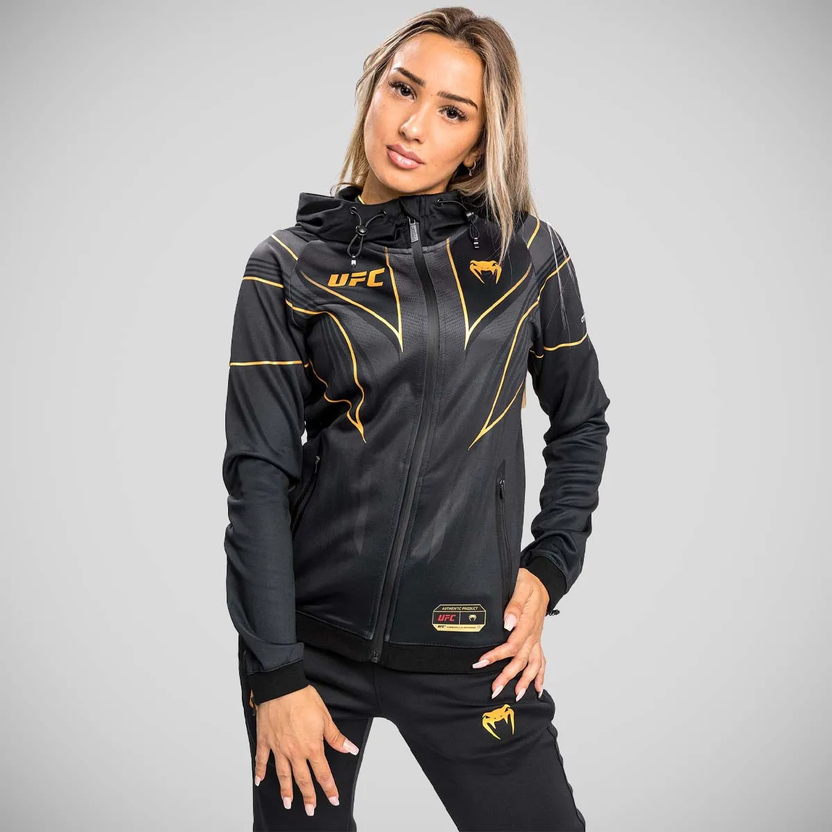 Venum UFC Authentic Fight Night 2.0 Women's Walkout Hoodie Black/Gold