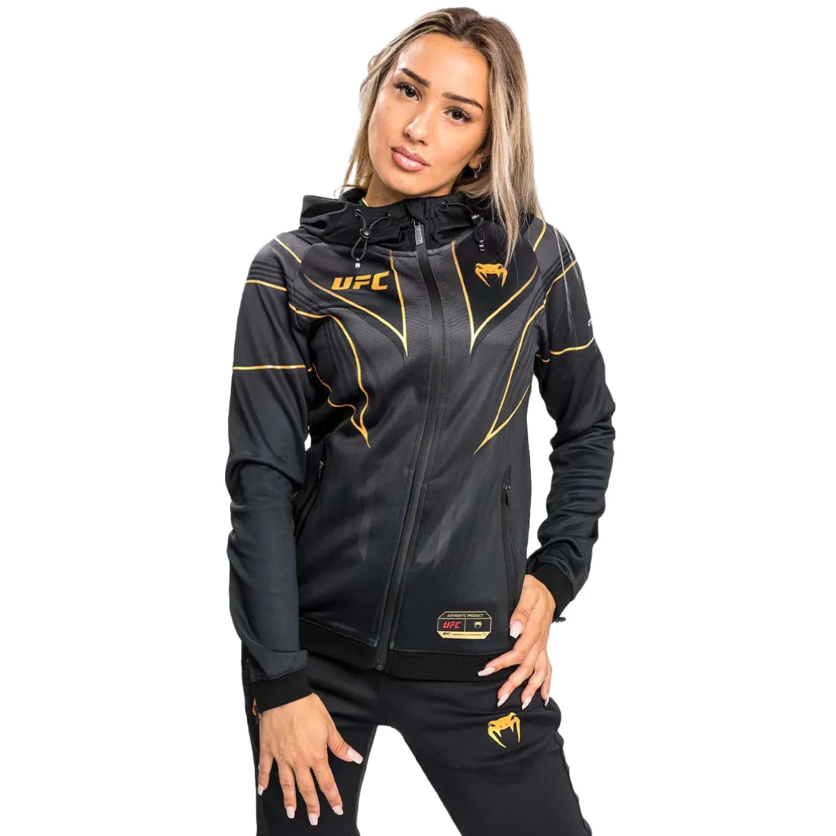 Venum UFC Authentic Fight Night 2.0 Women's Walkout Hoodie Black/Gold