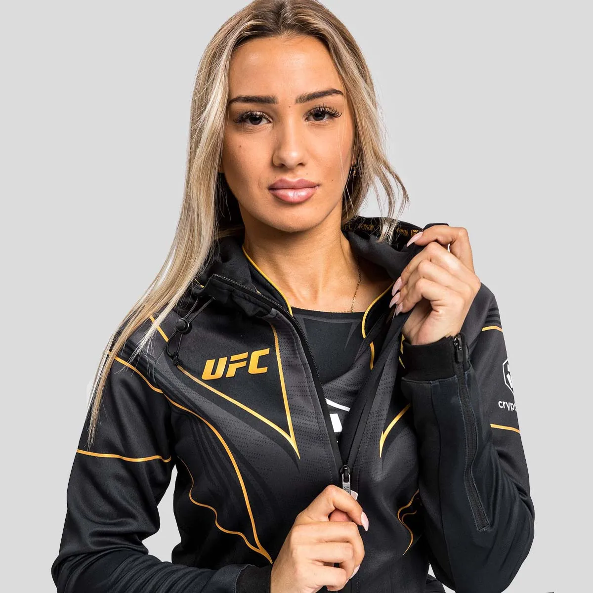 Venum UFC Authentic Fight Night 2.0 Women's Walkout Hoodie Black/Gold