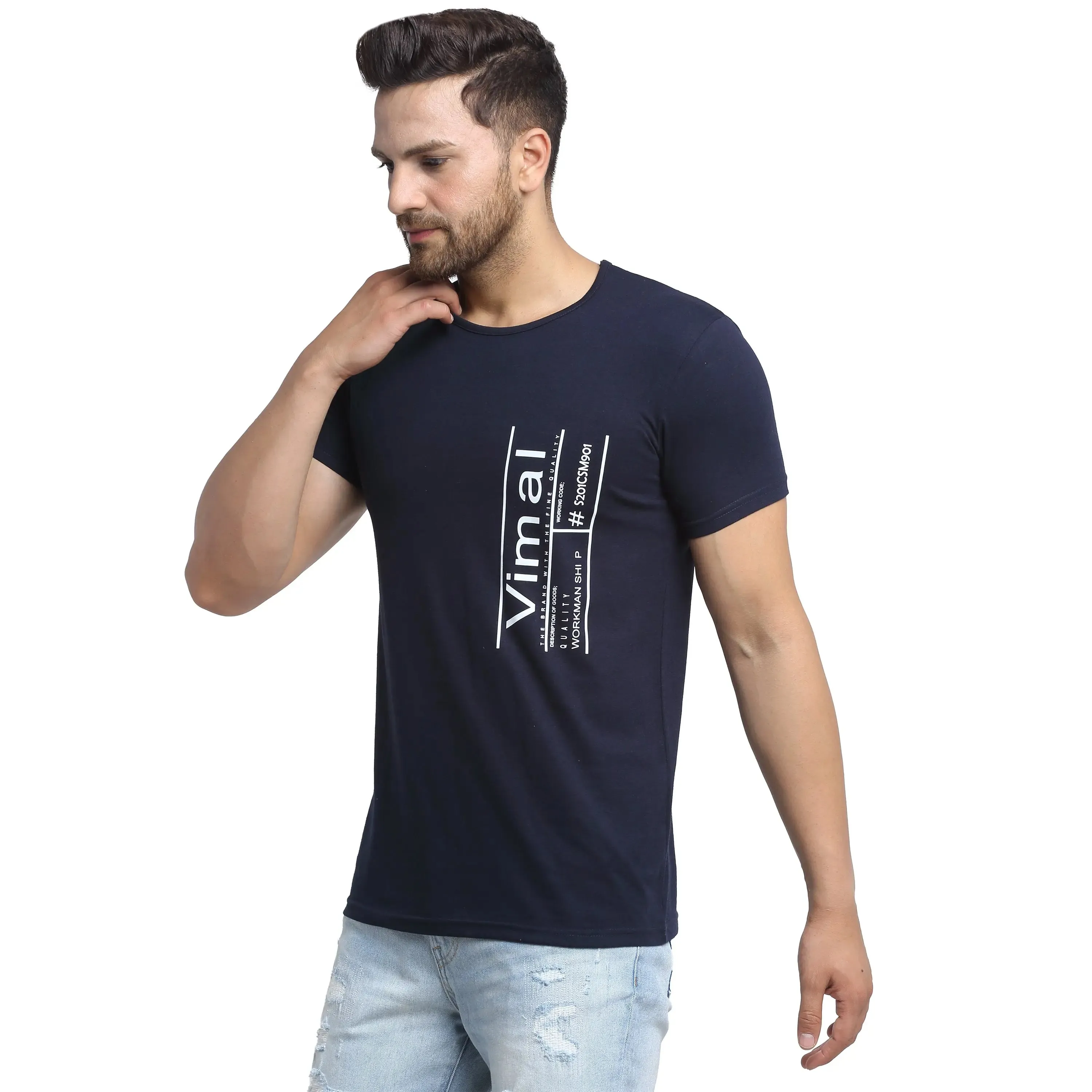 Vimal Jonney Round Neck Dark Blue T-shirt For Men's