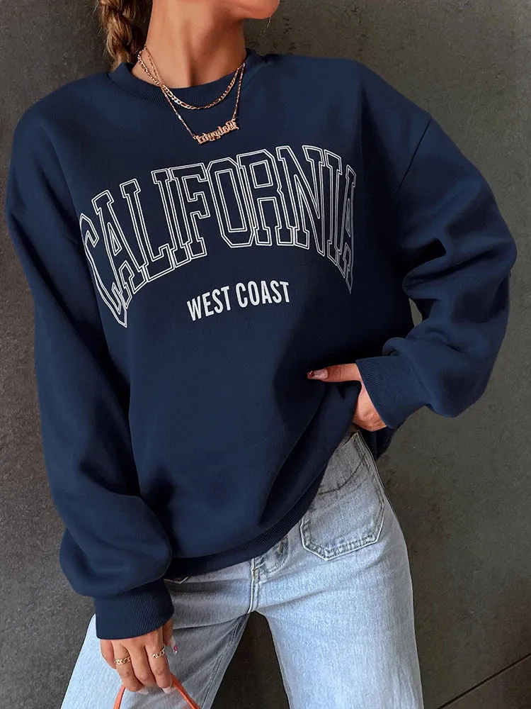 West coast California fall round neck cute sweater