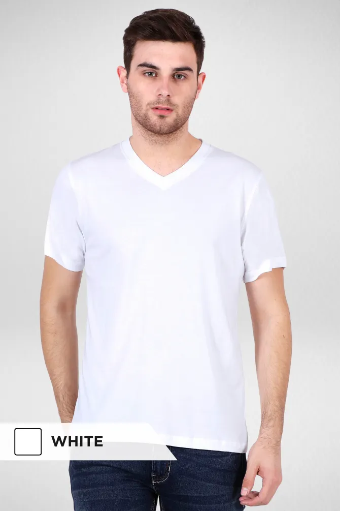 White and Black V Neck T-Shirts Combo for Men