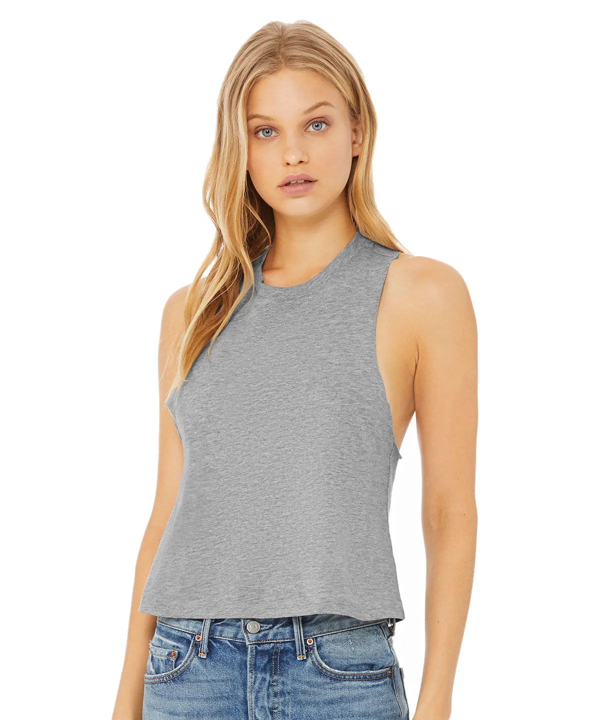 Womens racerback cropped tank | Athletic Heather