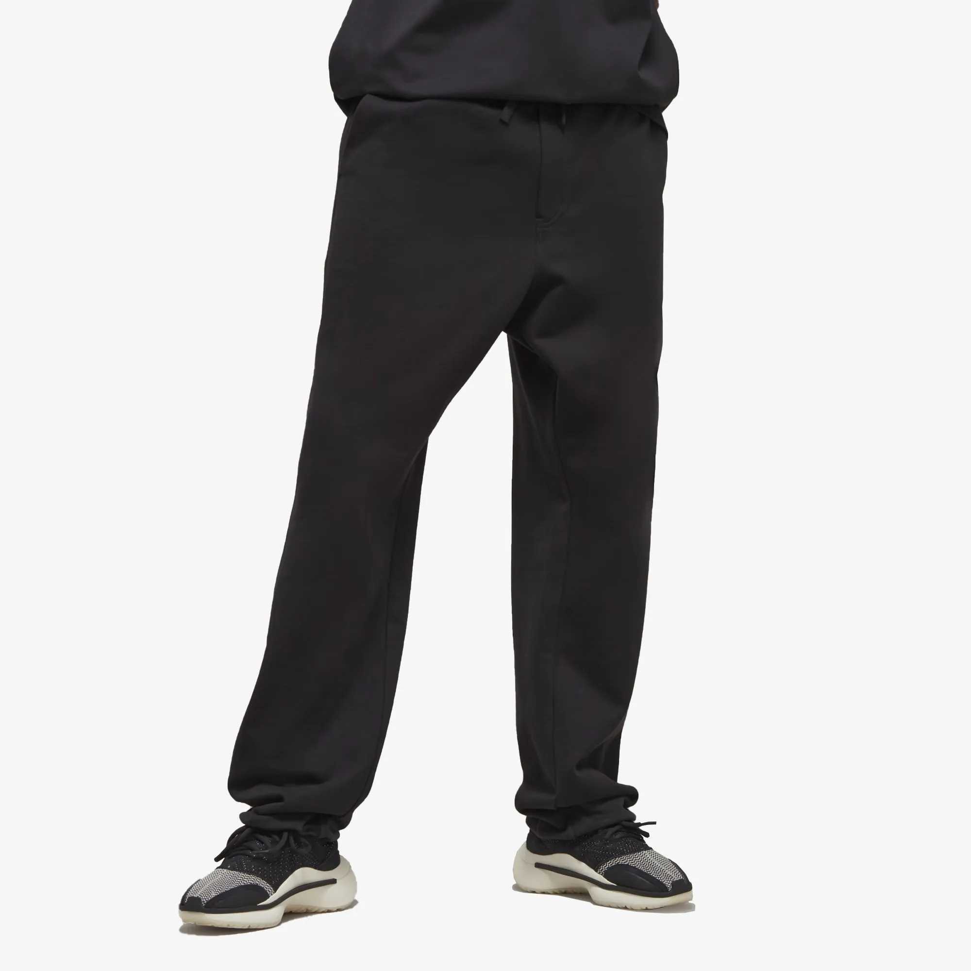 Y-3 | ORGANIC COTTON TERRY STRAIGHT PANTS  { BLACK