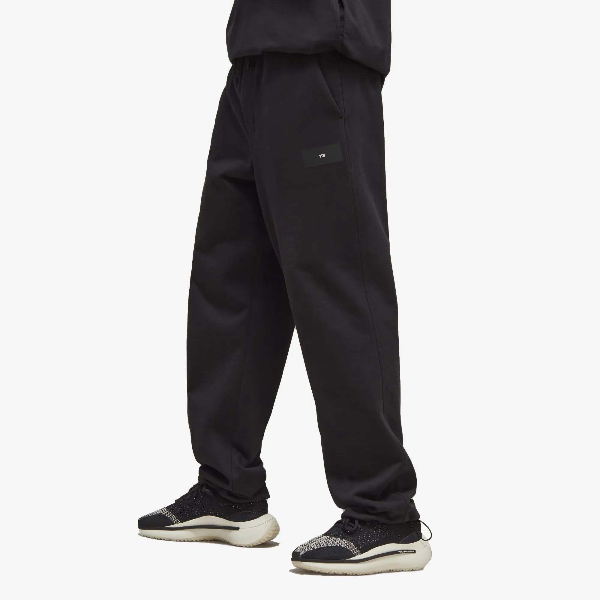 Y-3 | ORGANIC COTTON TERRY STRAIGHT PANTS  { BLACK