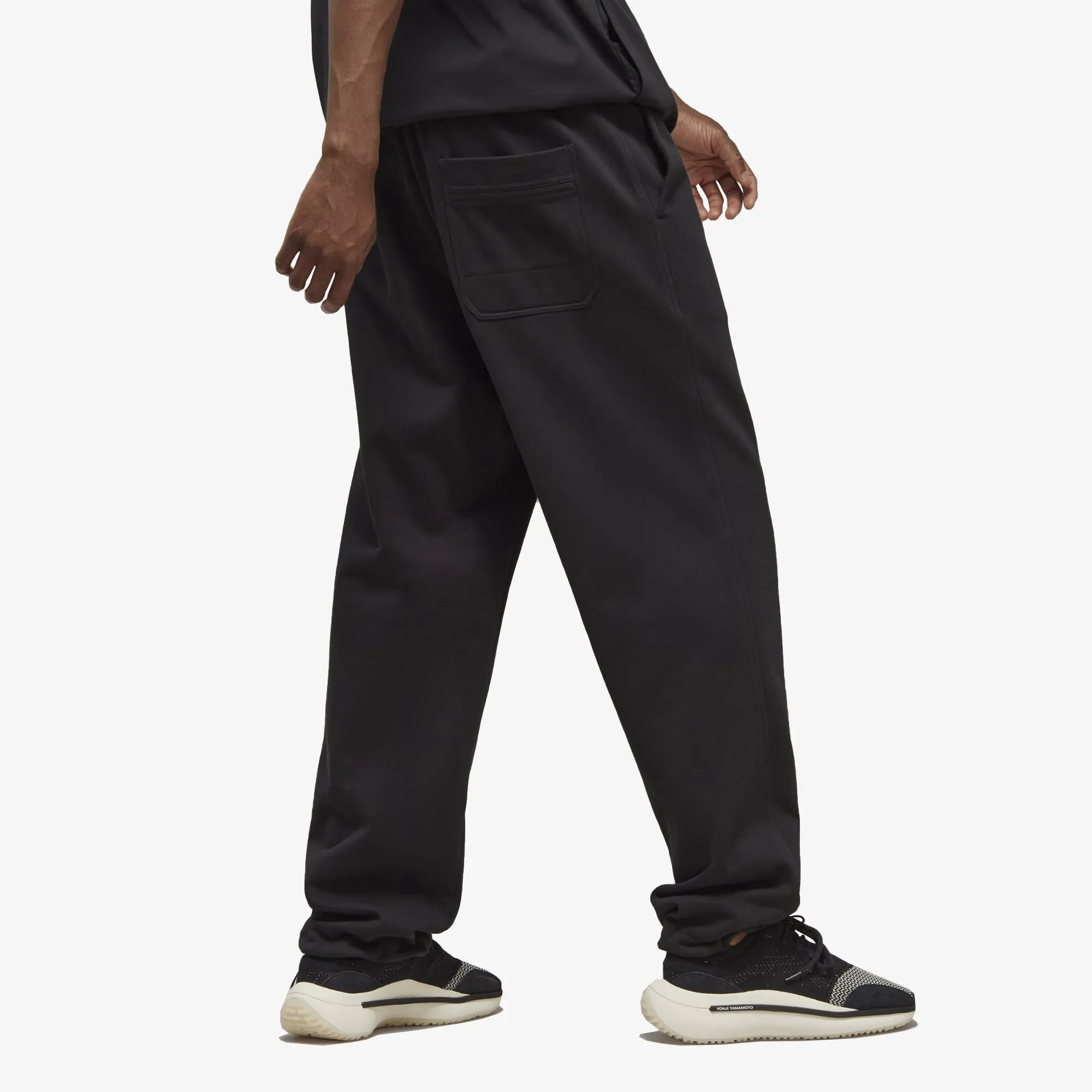 Y-3 | ORGANIC COTTON TERRY STRAIGHT PANTS  { BLACK