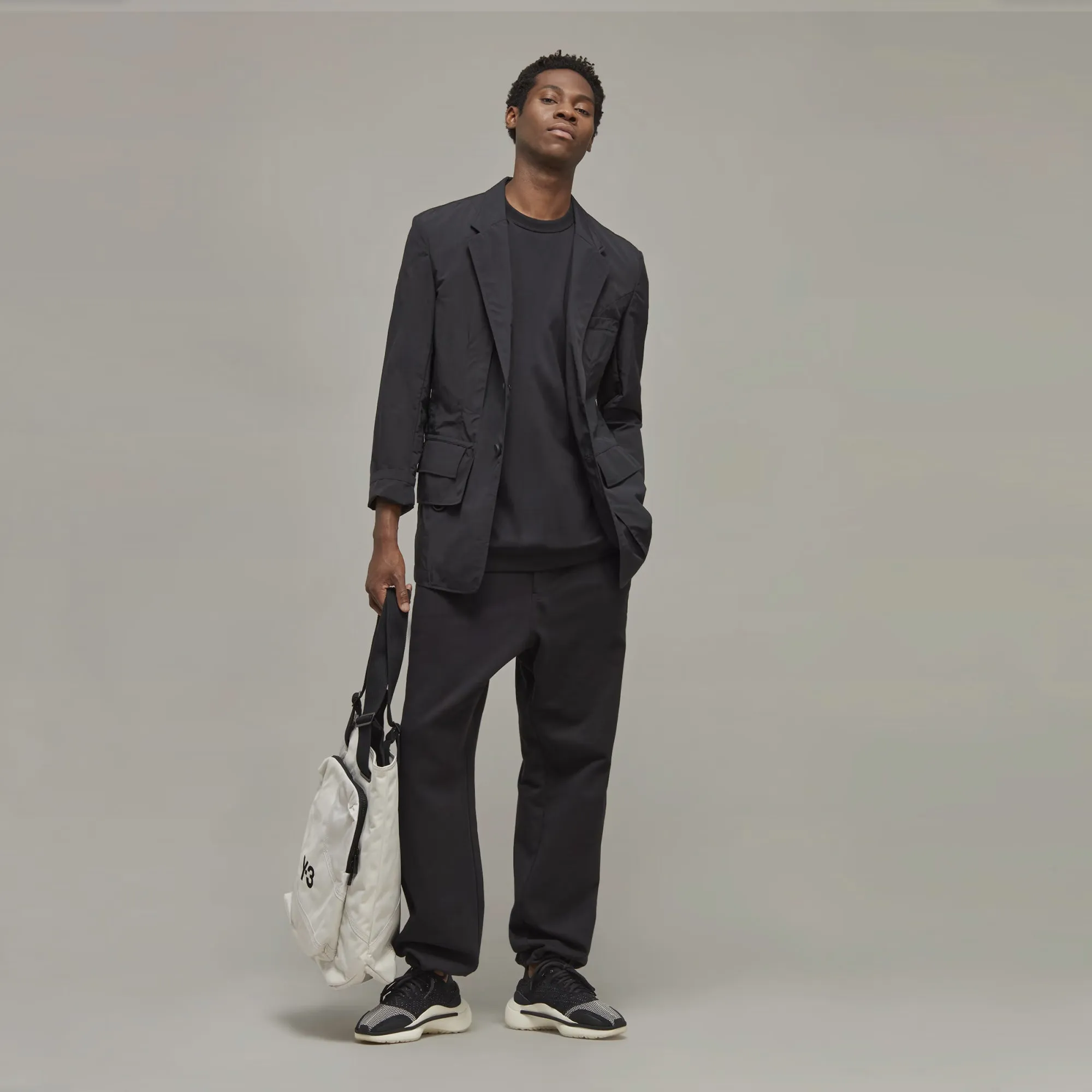 Y-3 | ORGANIC COTTON TERRY STRAIGHT PANTS  { BLACK