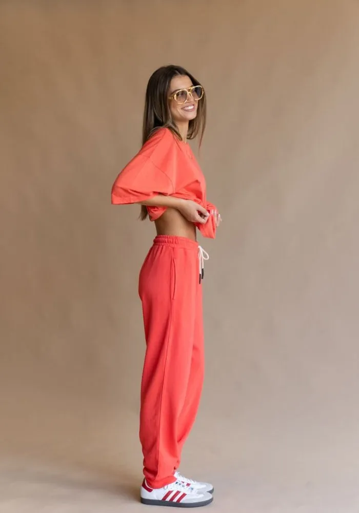 Zip Hem Trackpant Coral