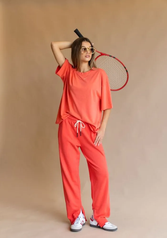 Zip Hem Trackpant Coral