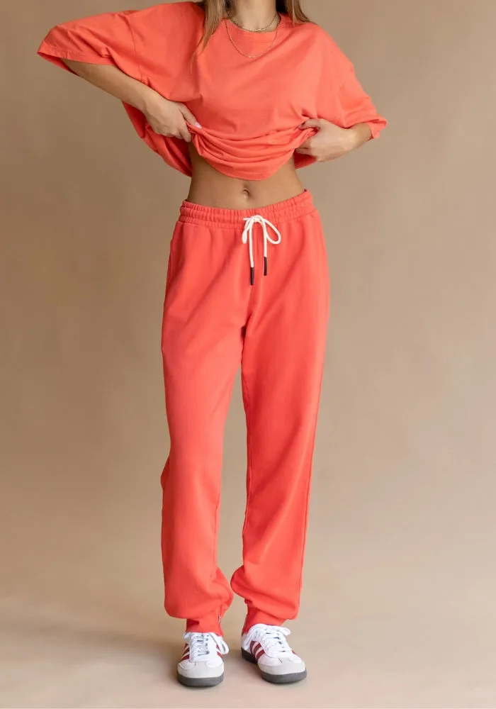 Zip Hem Trackpant Coral